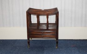 Mahogany Four Sectional Canterbury Above Two Frieze Drawers,