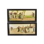 Early 20thC Two Large Framed Prints depicting scenes of Dutch rural life,