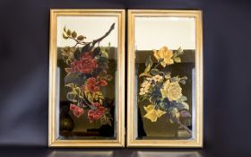 Antique Hand Painted Mirrors Two bevelled glass mirrors in contemporary distressed gilt frames, each
