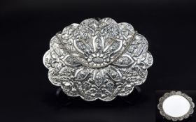 Antique - Ornate Turkish Bedo Coin Silver Repousse / Hand Chased Bridal Wedding Mirror. Marked