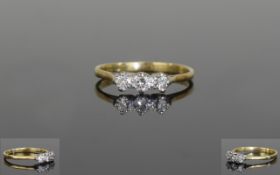 18ct Gold Three Stone Diamond Ring, Round Brilliant Cut Diamonds, Claw Set.