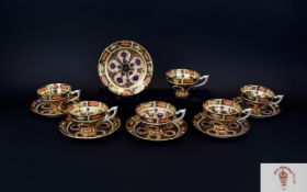 Royal Crown Derby Old Imari Pattern Set of Six Cups and Six Saucers. Pattern 1128 & Date 1917.