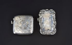Antique - Nice Quality Sterling Silver Hinged Vesta Case with High Relief Decoration to Borders,