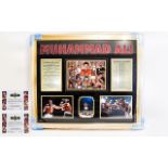 Muhammad Ali Hand Signed and Framed Montage Framed Behind Glass - Hand Signed by Ali,