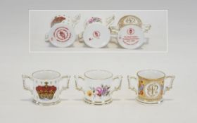 The Royal Crown Derby Miniature Loving Cups, All Boxed, Two With Certificates.
