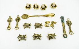A Collection Of Assorted Brass Items Approx 15 items in total, some duplicates,