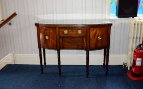 Early 19thC Mahogany Sideboard Shaped Front With Central Cutlery Drawer Above A Deep Recessed Linen