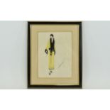 Erte Romain - De - Tirtoff Russian 1892 - 1990 Art Deco Period Hand Signed Pencil Ink Drawing on