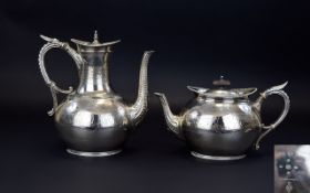 Elkington & Co Mid 19th Century Fine Quality and Good Shaped Silver Plated Coffee Pot and Teapot