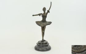 Elegant Bronze of a Beautifully Poised Ballet Dancer on her toes,