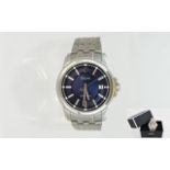 Bulova Precisionist Mens Stainless Steel Quartz Wrist Watch. Features Black and Blue Dial, Marked