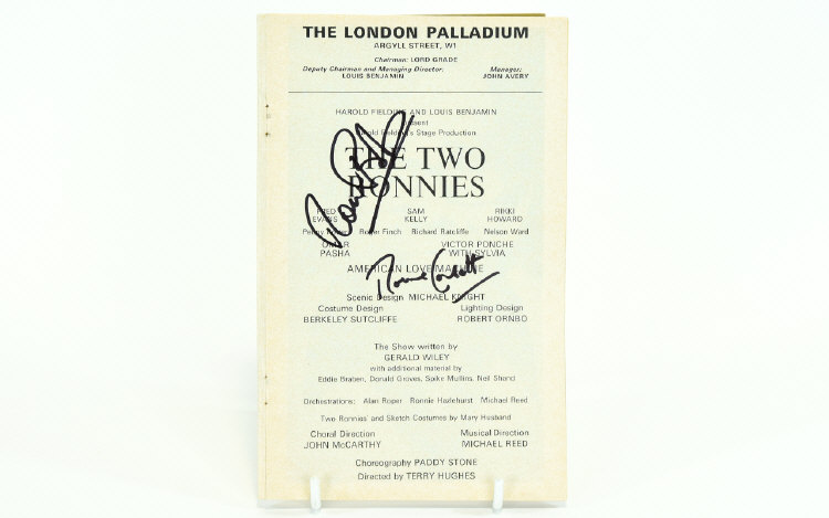 Two Ronnies autographs Ronnie Barker and Ronnie Corbett in programme 1978