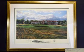 Golfing Interest Signed Limited Edition Print The 18th Hole At Royal Lytham St Annes Golf Club By