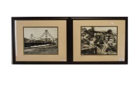 Americana Interest Two Vintage Photographic Images Of San Francisco Each framed and mounted under