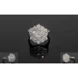 18ct White Gold Fine Diamond Cluster Ring. Flowerhead setting.