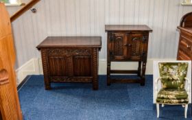 Carved Oak Bedding Box Also A Small Cabinet And Shabby Chic Bedroom Chair Three items in total to