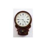 Regency Mahogany Drop Dial Wall Clock, White, Enamelled Dial, Roman Numerals,