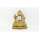 French Mantle Clock White Enamelled Dial With Roman Numerals