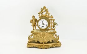 French Mantle Clock White Enamelled Dial With Roman Numerals