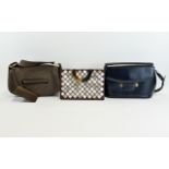 Vintage Bally Handbags Two in total, the first a navy blue leather top handle envelope/flap over