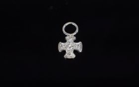 Small 18ct White Gold Diamond Set Cross,