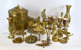 Quantity of Brass Ware including candles