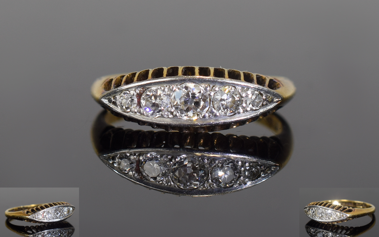 Edwardian 18ct Gold and Platinum 5 Stone