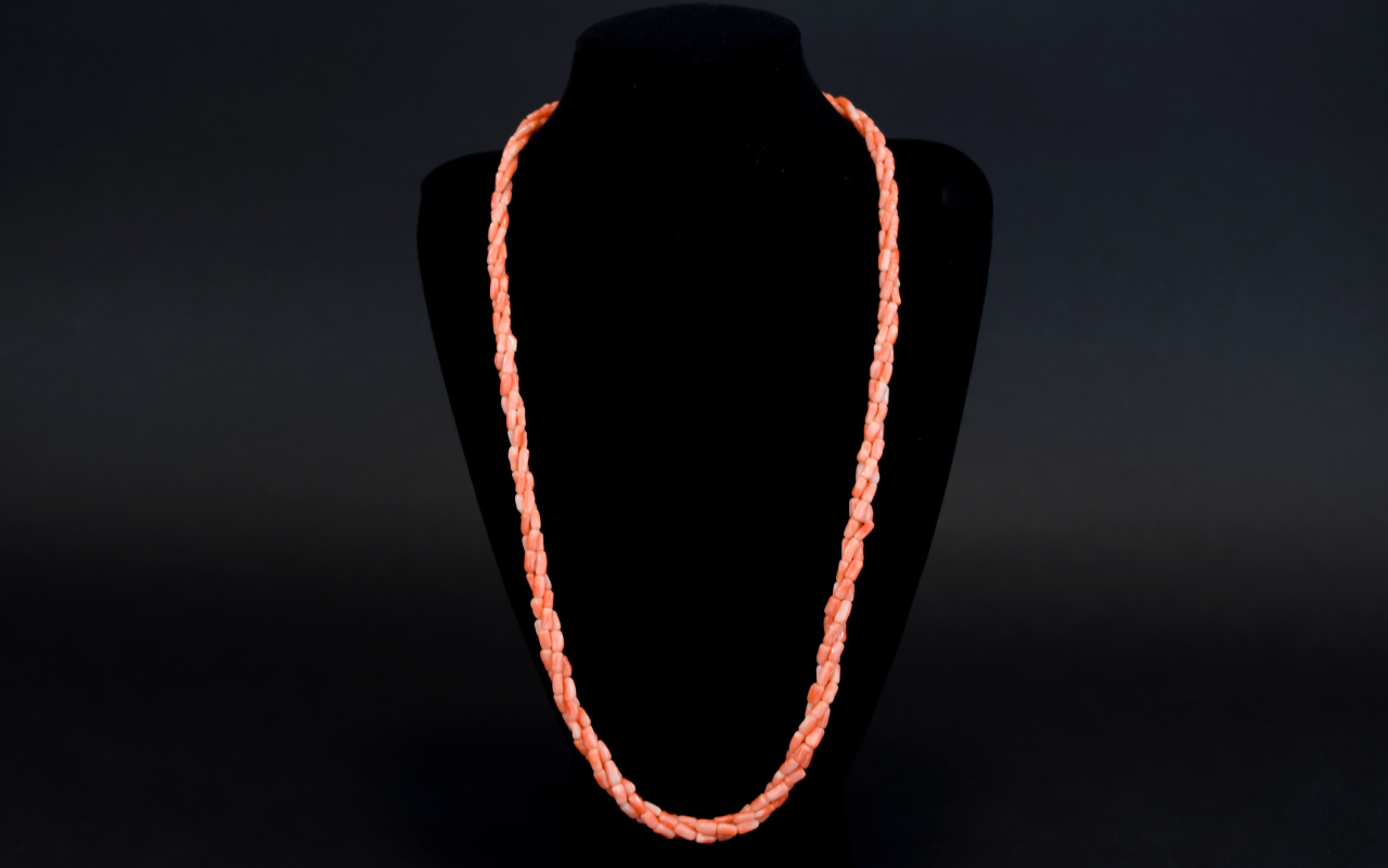 Antique - Pink Coral Necklace. 22 Inches