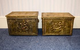 Two Brass Coal Scuttles Two rectangular