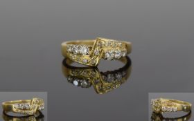 18ct Gold Diamond Dress Ring, Set With R