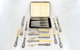 Boxed Set Of Silver Handled Butter Knive
