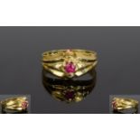 Gents 18ct Gold Ruby Set Ring, Central B
