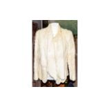 Vintage Rabbit Fur Jacket Short jacket with attached stole in soft off white coney skins. Hook and