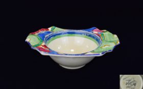 Clarice Cliff Hand Painted Art Deco Period Shaped Small Bowl 'Abstract' Design circ 1929. Bizarre