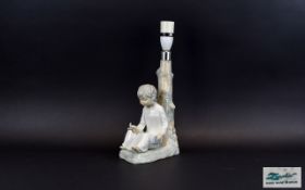 Lladro Lamp Base A charming lamp base in the form of a young boy in nightshirt holding a candle