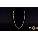 Single Strand Cultured Pearl Necklace, 9ct Gold Clasp, Length 22 Inches