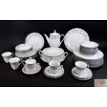 Noritake 'Blue Hill' Part Dinner Service to include 10 dinner plates, 8 dessert plates, cups,