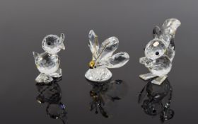 Swarovski Silver Crystal Animal Figures ( 3 ) In Total. Comprises 1/ Drake Mini Crystal Figurine A
