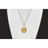A 22ct Gold Fine Uncirculated South African Half Krugerrand South African Mounted Pendant with