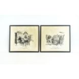 Harry Rowntree Pair of Prints of Amusing Cat Scenes each 9 by 9.75 inches.