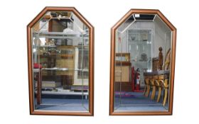 A Pair Of Decorative Mirrors Two leaded glass mirrors with gilt trimmed contemporary frames.