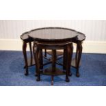 Mahogany - Quality Circular Nest of Five ( 5 ) Tables with Under tiers on Cabriole Legs, Claw