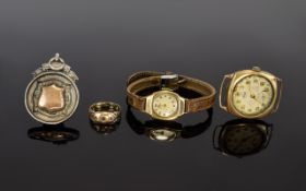 Victorian Period A Small Collection Of 9ct Gold Items To include 9ct gold watch case, a second 9ct