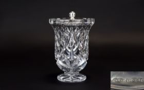 1930's Period Silver Topped Cut Glass Preserve Jar with Lisamore pattern to body. Hallmark