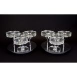 A Pair of Contemporary Four Bulb Crystal Ceiling Lights, Circular ceiling fittings with round cut