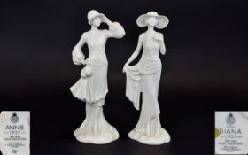 Royal Worcester 1920's Vogue Collection Porcelain Figures ( 2 ) Comprises 1/ Diana 1921, Date