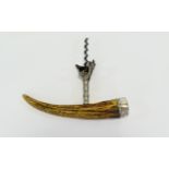 Victorian Period Silver Banded And Bone Handle Corkscrew marked 925 Sterling Silver 7 inches in