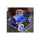 Child's Metal Peddle Car, Painted Blue And Black Bodywork