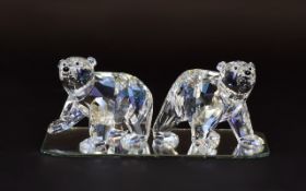 Swarovski SCS Collectors Society Annual Edition 2011 Crystal Figures Polar Bear Cubs Two in total,