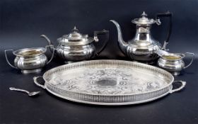 Oval Arthur Price Tray together with EPNS Silver Plated Coffee Pot, serial number 8012, teapot